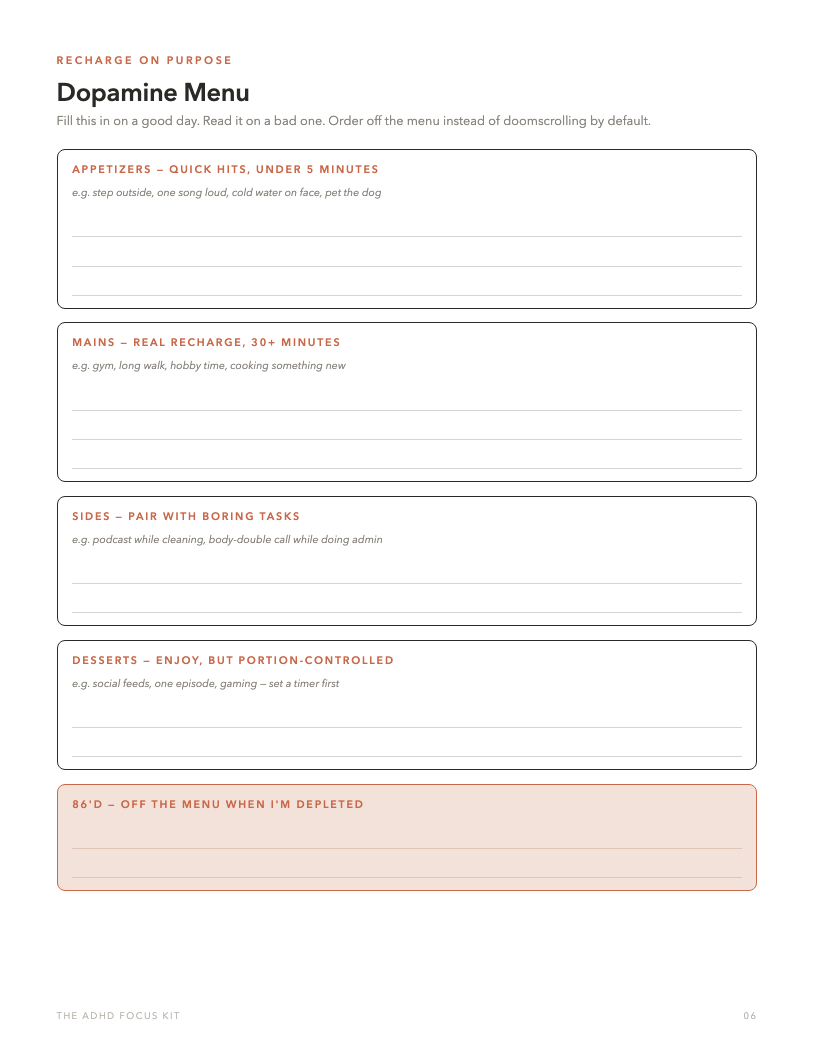 Dopamine Menu